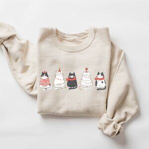 Cute Cat Christmas Sweatshirt – Perfect for Cat Lovers